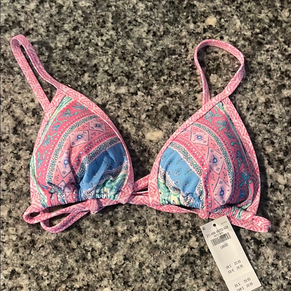 NWT Hollister Pink and Blue Bikini Top